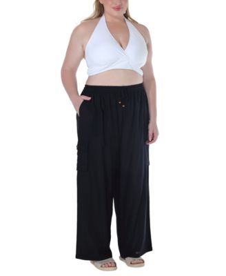 Plus Size High Rise Pull-On Cover-Up Cargo Pants 