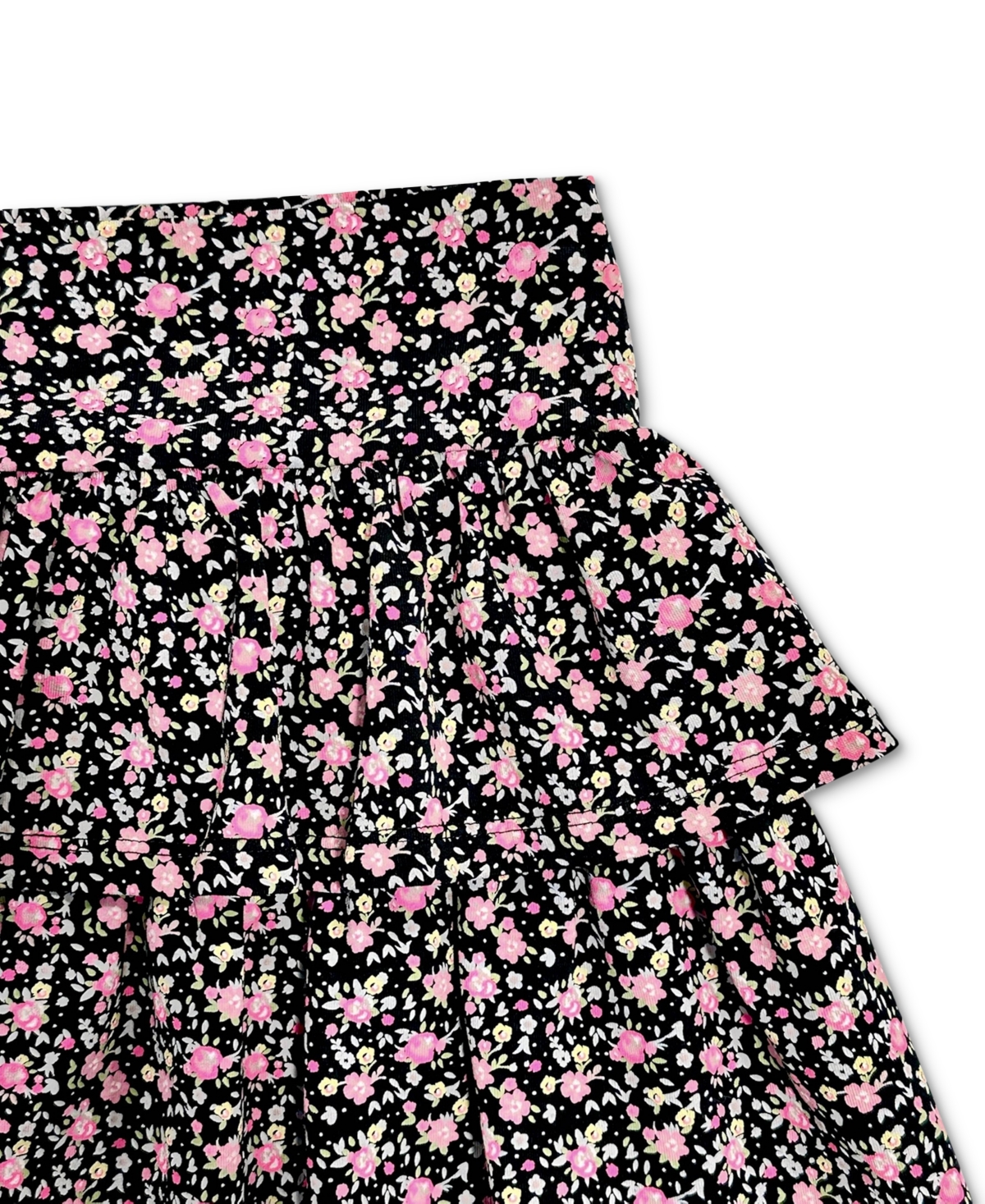 Shop With Jules Big Girls Tiered Knit Skirt In Black Floral