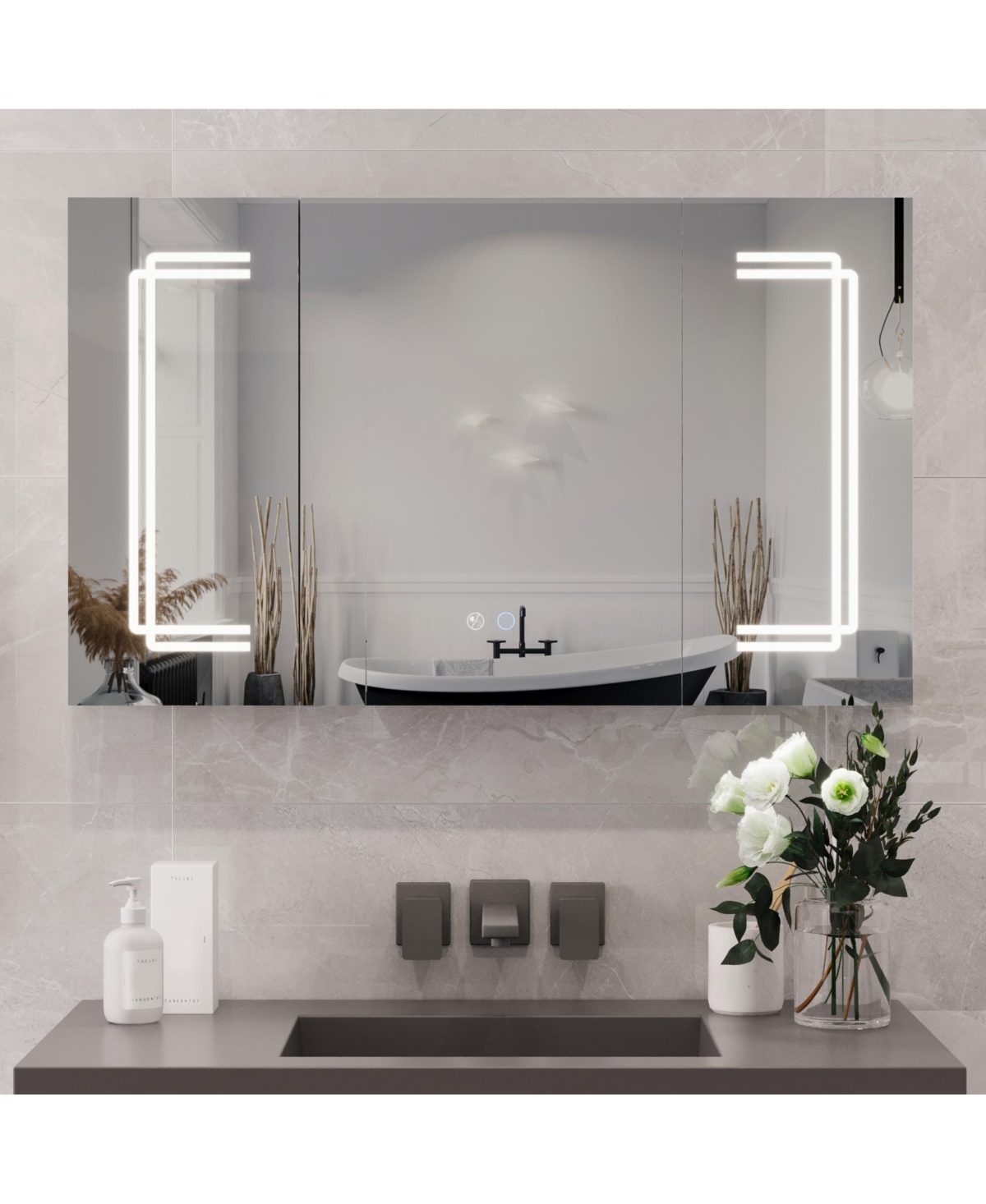 39'' W x 24'' H Led Lights Medicine Cabinets With Mirrors , Defogger, Dimmer, Bluetooth Speaker - Chrome