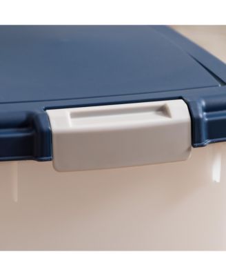 USA Airtight Dog Food Storage Container, Up to 30 lbs / 33 Qt, Attachable Casters, for Dog Cat Bird and other Pet Food Storage Bin, Keep Fresh, Easy Mobility, BPA Free, Navy/Pearl