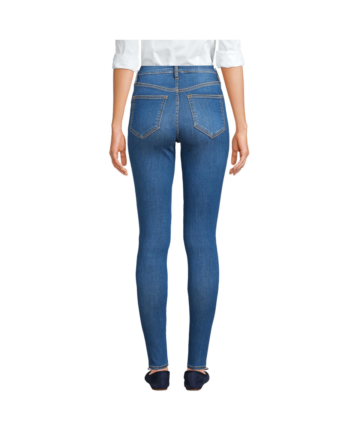 Lands' End Women's High Rise Stretch Denim Skinny Jeans