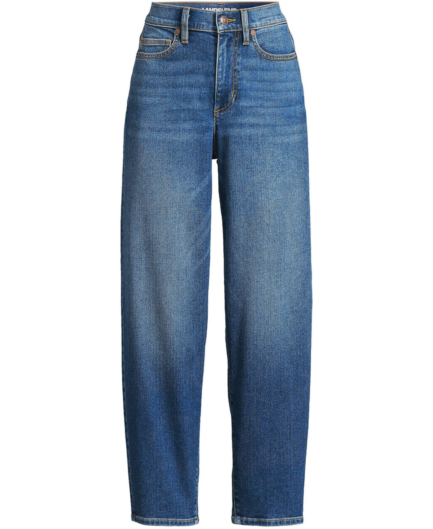 Женские джинсы Lands' End Recover High Rise Barrel Leg Ankle, цвет: Индиго синий — фото 3