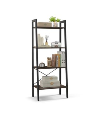 4-Tier Bookshelf with Metal Frame and Adjustable Foot Pads