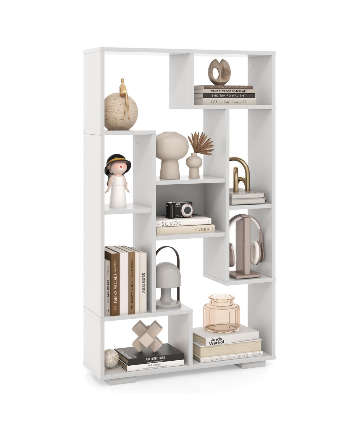 47-Inch Tall Bookshelf for Home Office Living Room - White