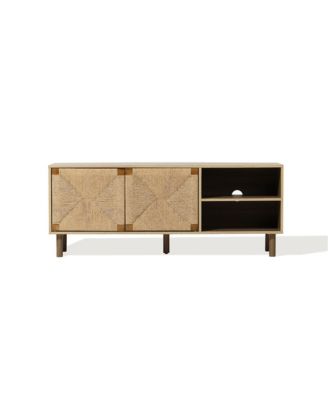 Mid-Century Modern Rope 55.1-Inch Wide TV Console with Storage