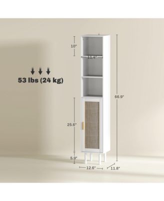 Tall Bathroom Storage Cabinet with Rat Doors,