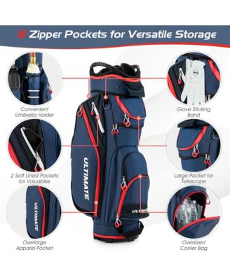 9.5" Golf Cart Bag w/14 Divider Rain Hood Cooler Bag 8 Pockets