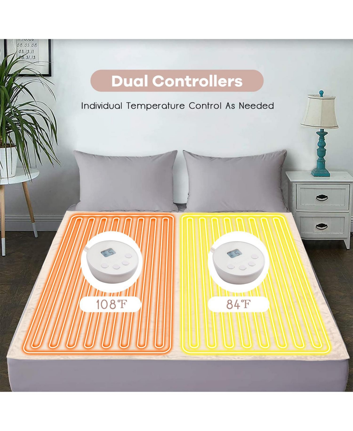 Gouun 62 x 84 Inch Twin Heated Throw Blanket with Timer -khaki