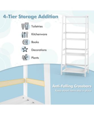 47.5 Inch 4-Tier Multifunctional Bamboo Bookcase Storage Stand Rack