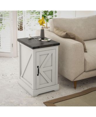 End Table with Charging Station and USB Ports,