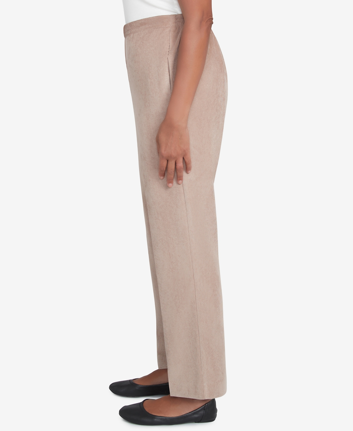 Alfred Dunner Women's Telluride Corduroy Elastic Waist Average Length Pleated Pants In Neutral