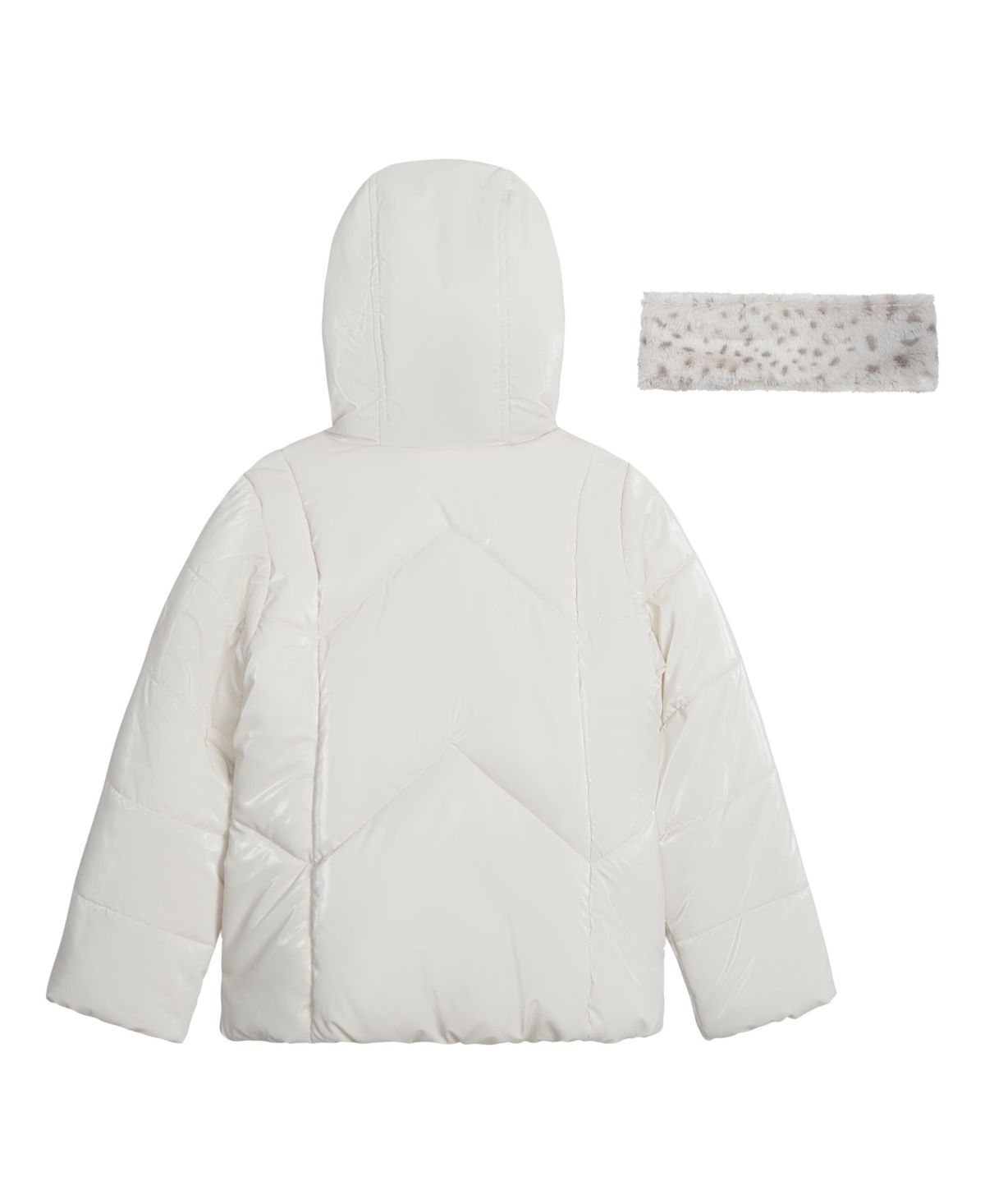 Jessica Simpson Girls 7-16 Reflective Shine Fashion Puffer Jacket In Cream