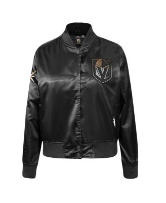 Women's Black Vegas Golden Knights Rhinestone Jewels Satin Full-Snap Jacket