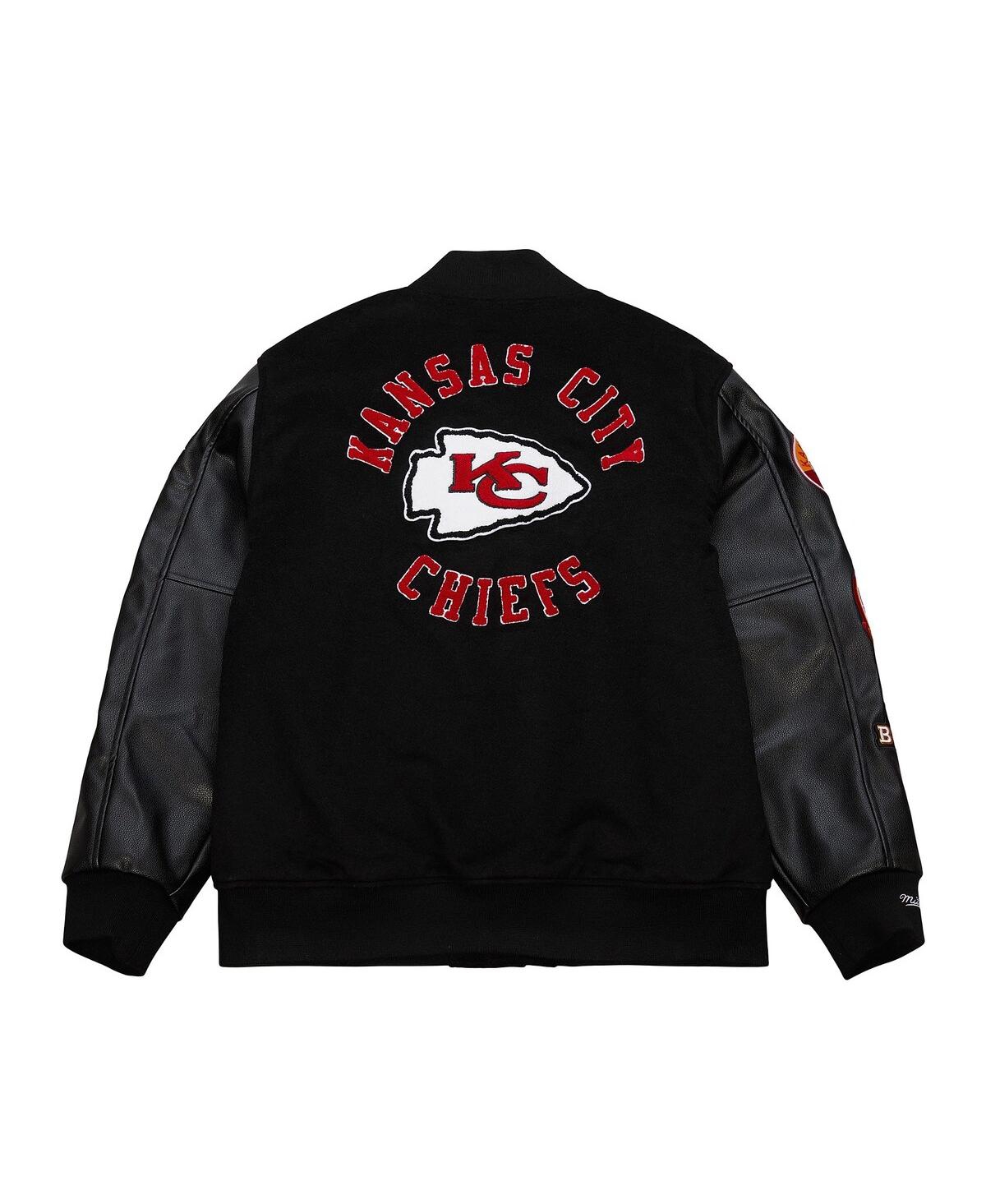 Mitchell & Ness Men's Black Kansas City Chiefs Blackout Collection Vintage Logo Full-Snap Varsity Jacket