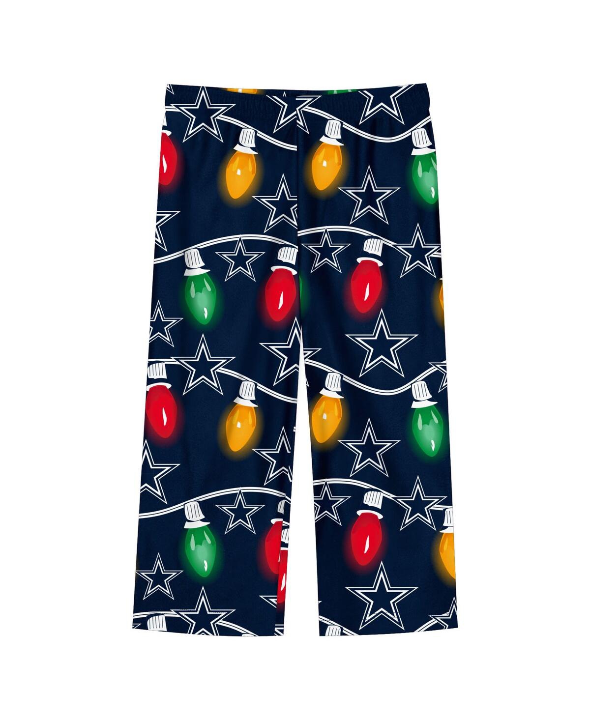 Outerstuff Toddler Dallas Cowboys Two-piece Garland Holiday Long Sleeve Pajama Set In Navy