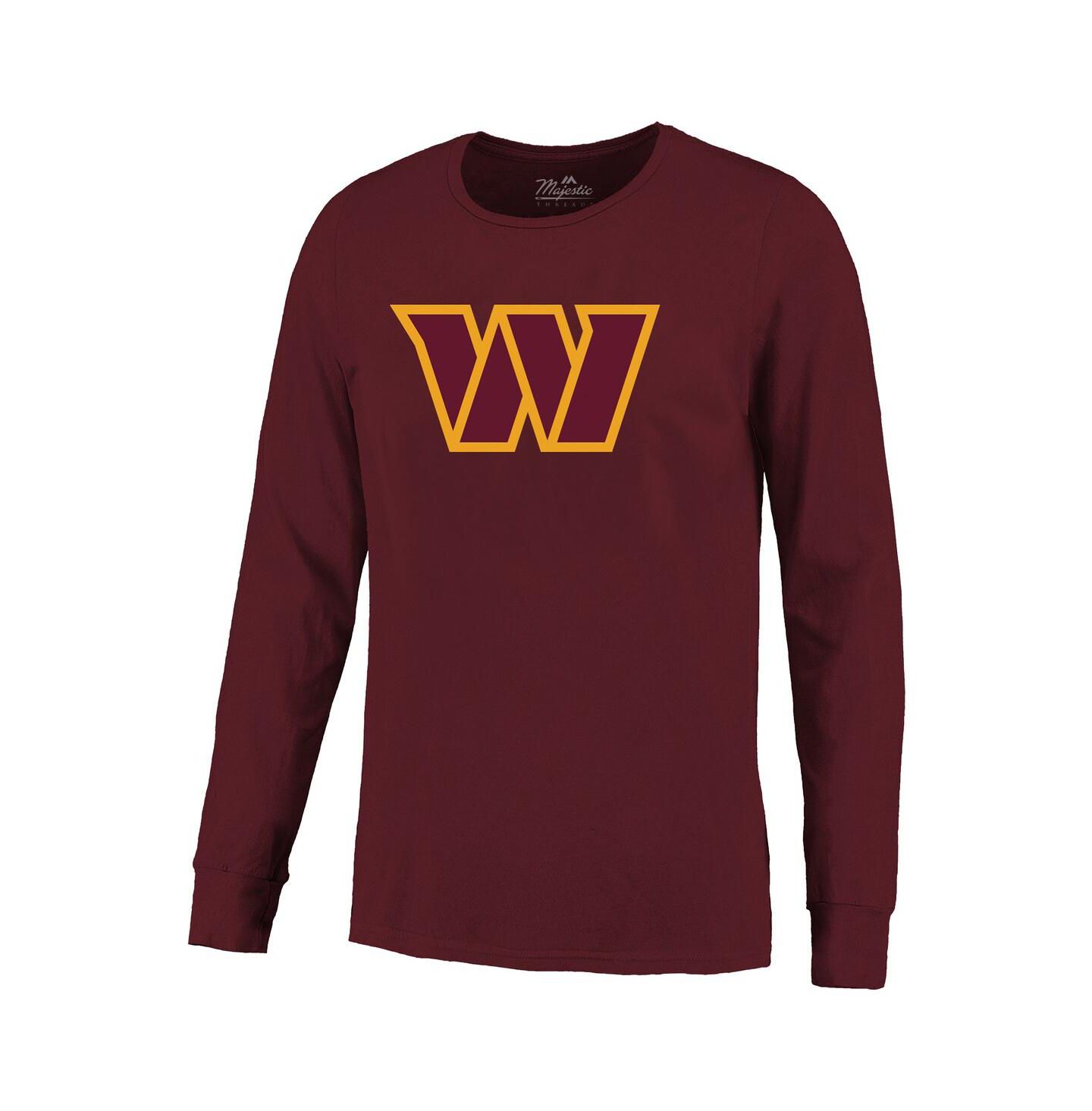 Мужская футболка Majestic Jayden Daniels Burgundy Washington Commanders Name & Number Non-Distressed Long Sleeve — фото 3