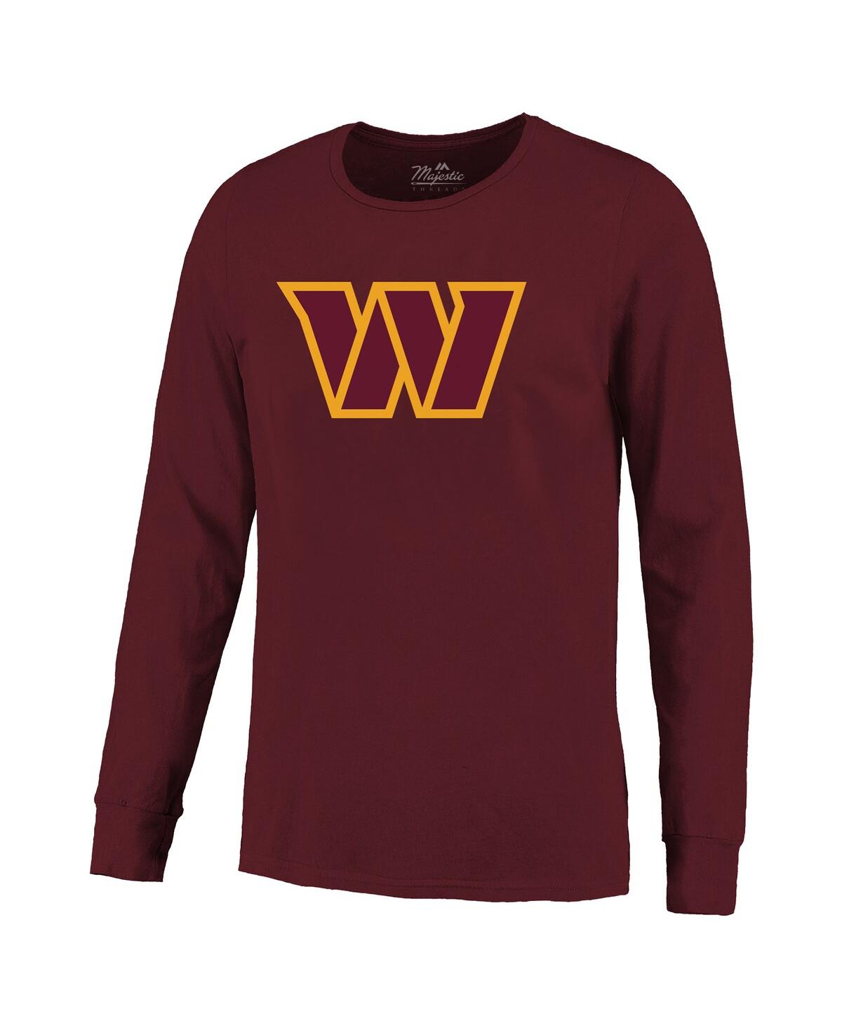 Majestic Men's Jayden Daniels Burgundy Washington Commanders Name Number Non-distressed Long Sleeve T-shirt In Burgundy