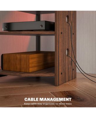 TV Stand with Lights, 5-Tier Storage Shelves and Steel Frame