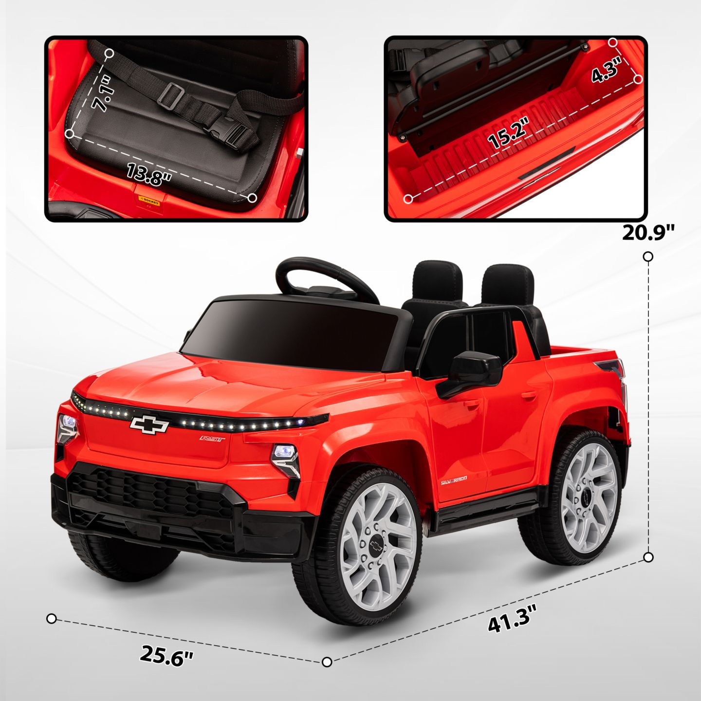 Детская игрушка Qaba Silverado EV RST Remote Control 12V Electric Ride-On Car, 66 lbs Capacity, 3–6 лет, цвет: Красный — фото 2