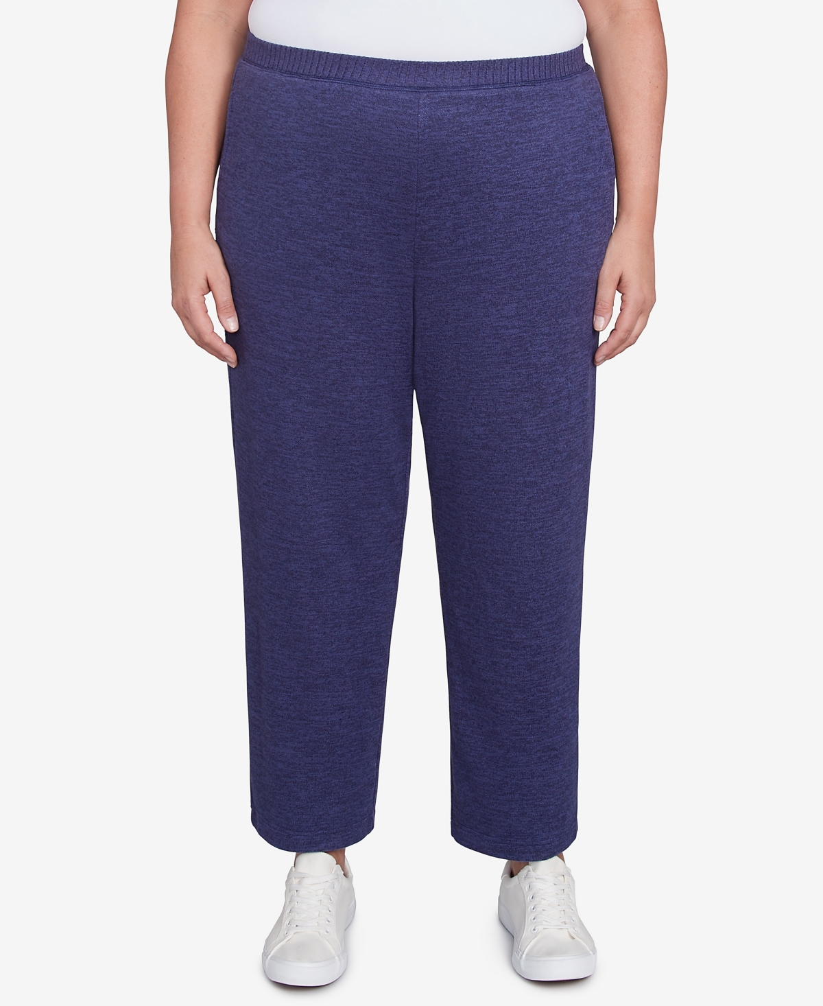 Alfred Dunner Plus Size French Quarter Soft Brushed Knit Average Length Pants In Blue