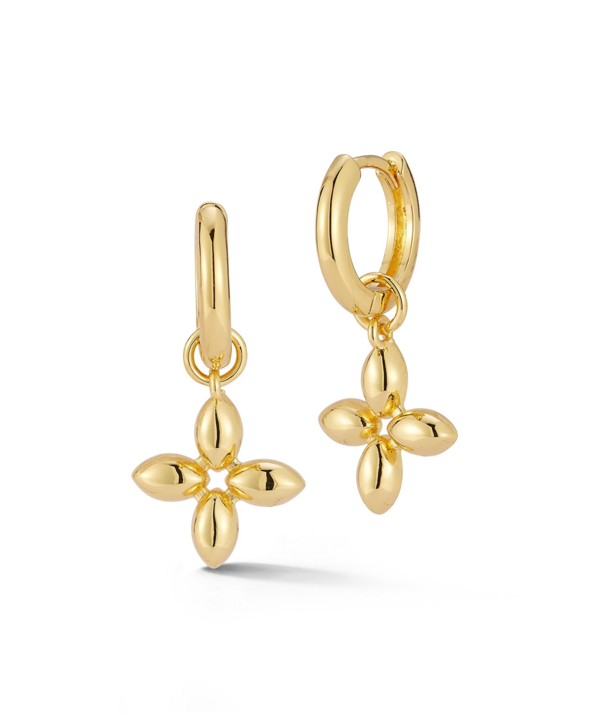Plated Chunky Clover Huggie Hoop Earrings - Gold