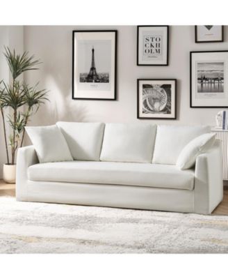 Zacharias Modern 85" Slipcovered Sofa with Square Flange Arm