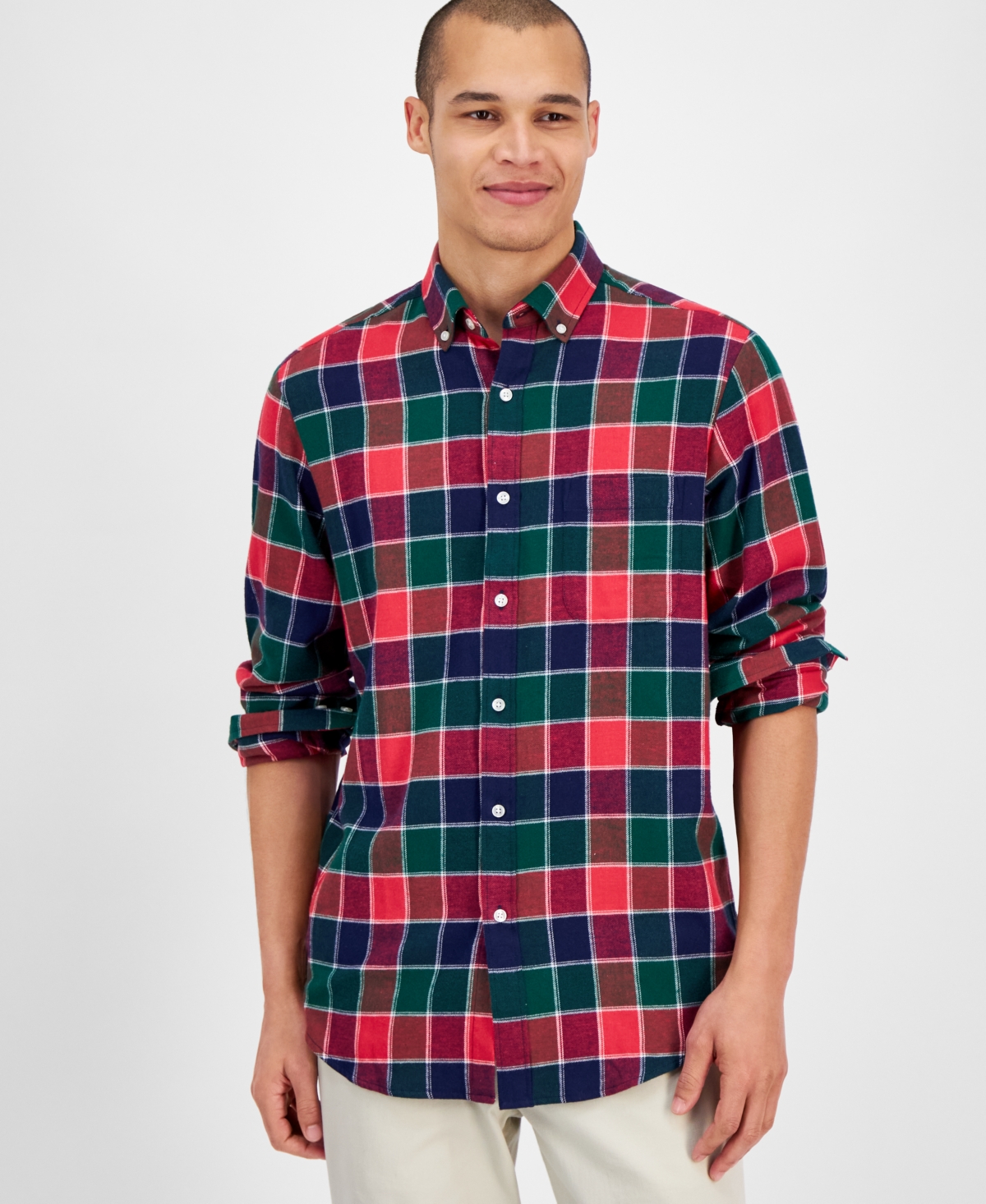 Men's Regular-Fit Plaid Flannel Shirt, Created for Macy's - Bonsai
