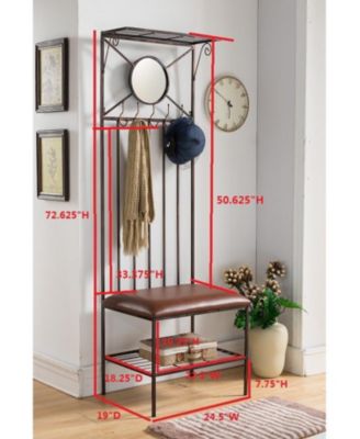 Pacher 5-Hook Hall Tree Coat Rack With Storage Bench
