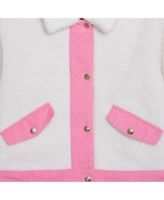 Girls 7-16 Sherpa Midweight Jacket with Corduroy Trims