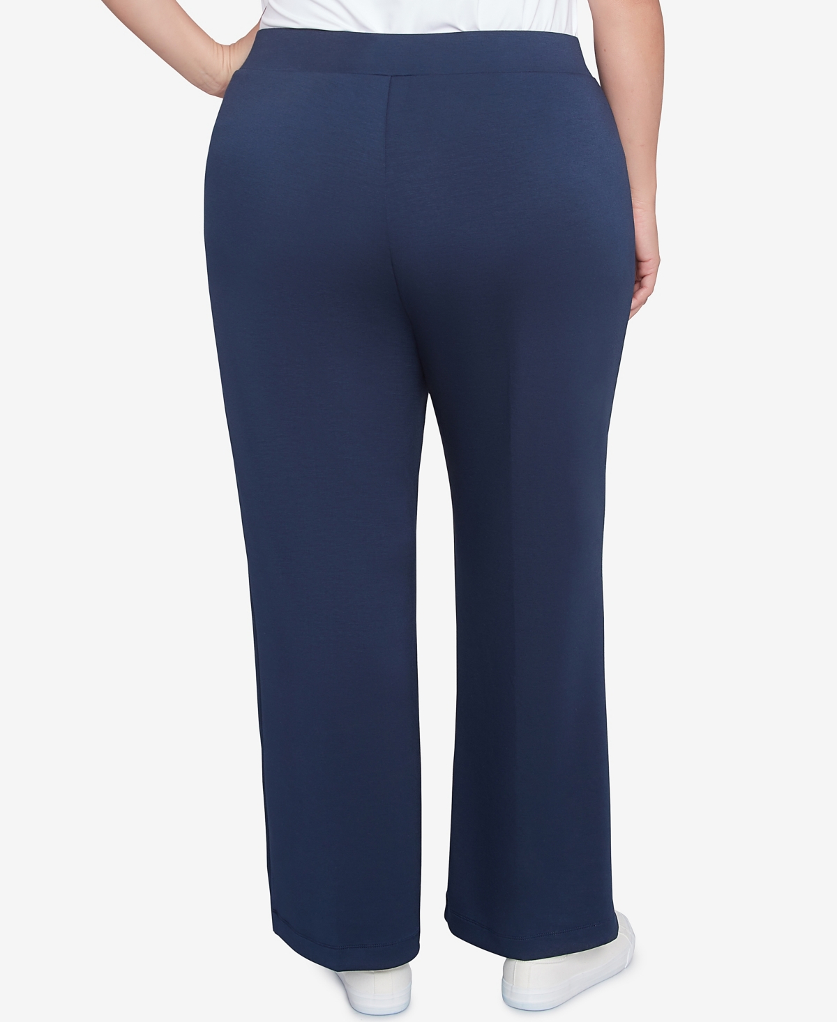 Ruby Rd. Plus Size Solid Scuba Knit Pleated Pant In True Navy