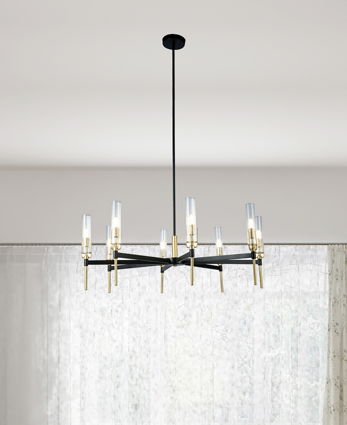 Home Accessories 33" Hirsha 8-light Indoor Chandelier With Light Kit In Black And Gold
