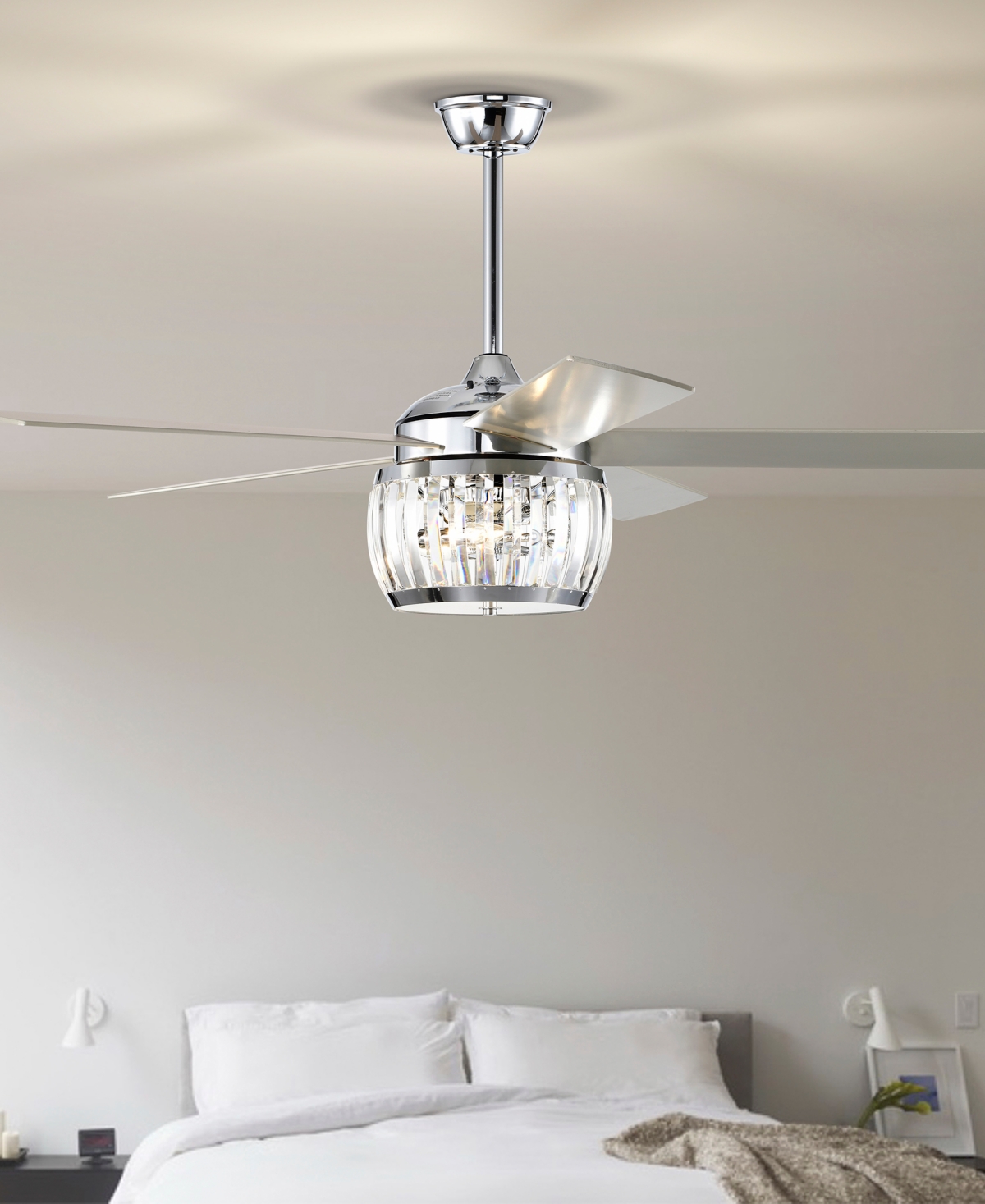 Home Accessories 52" Nadire 3-light Indoor Ceiling Fan With Light Kit And Remote In Chrome