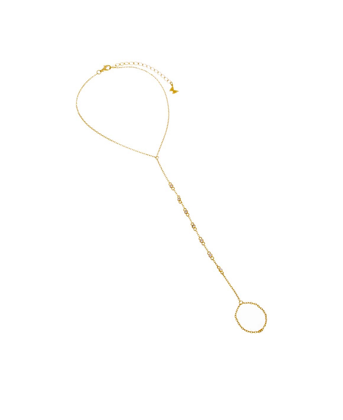 Cubic Zirconia Multi Embedded Bezel Hand Chain Bracelet - Gold