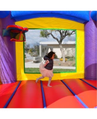 HeroKiddo Jelly Bean Castle Commercial Grade Inflatable Bounce House with Dual Lane Water Slide Combo (No Blower Included)