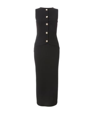 Women's 2 In 1 Scuba Crepe Waistcoat and Skirt Dress
