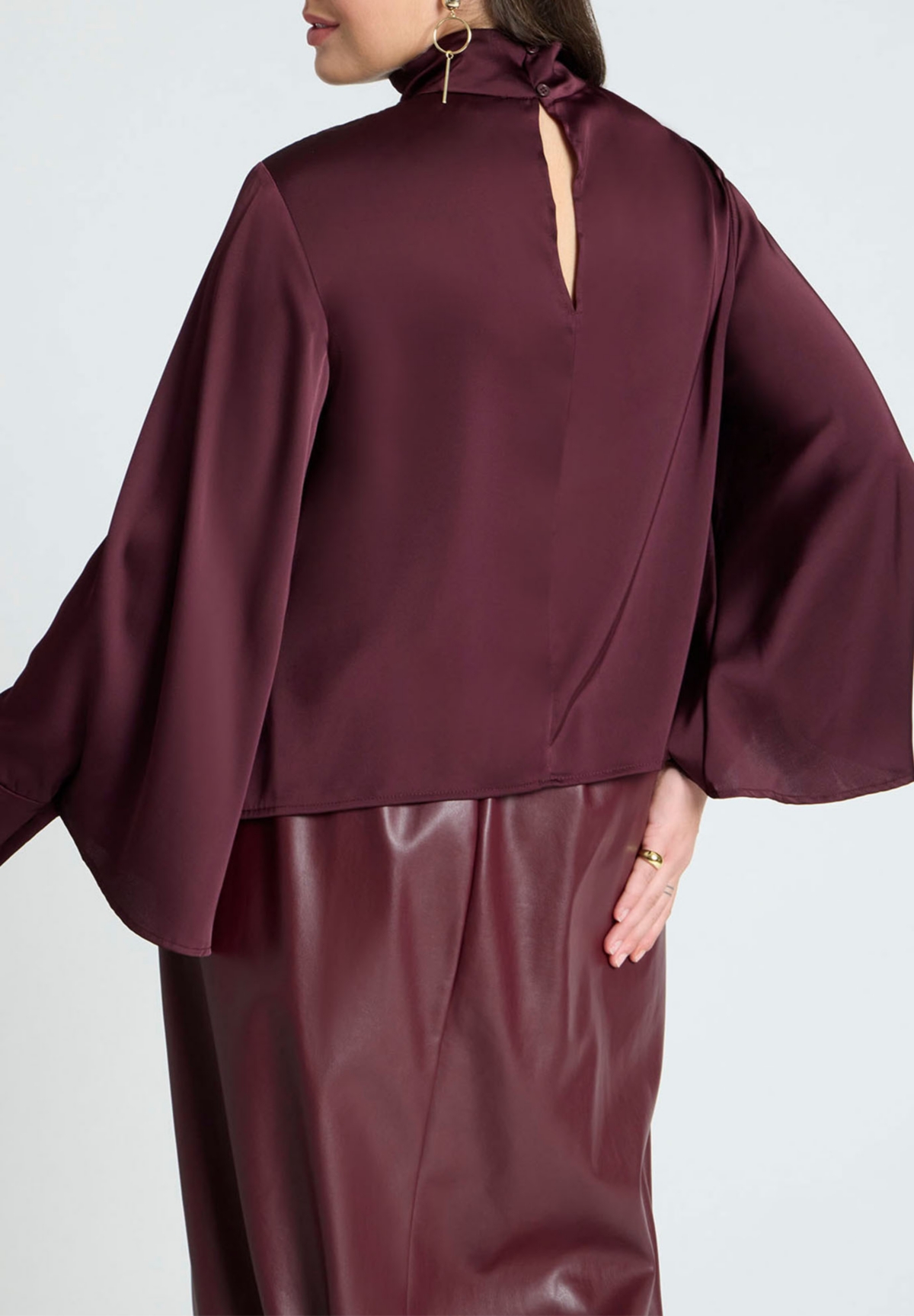 Eloquii Plus Size Cuffed Kimono Sleeve Mockneck Blouse
