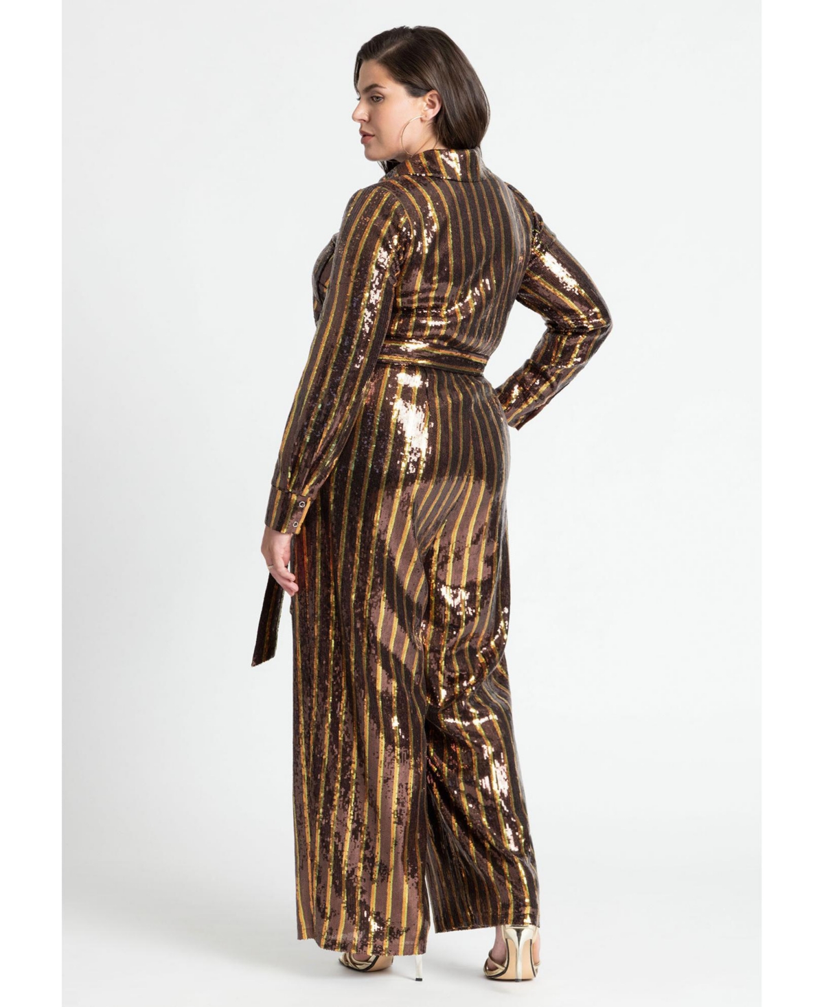 Eloquii Plus Size Stripe Sequin Jumpsuit