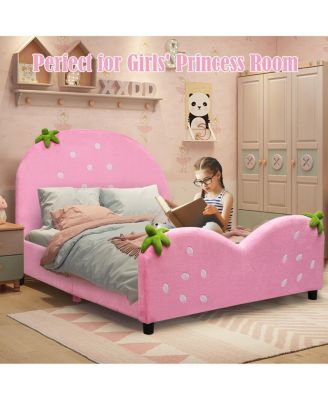 Kids Children Upholstered Berry Pattern Toddler Bed