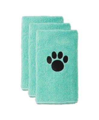 Microfiber Pet Towel Set 3 Piece Embroidered Paw Print