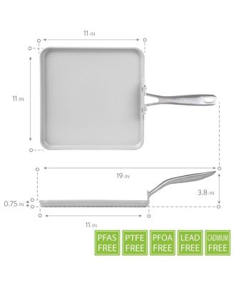 Ceramic Nonstick, PFAS-Free, Heavy-Gauge Aluminum  CeraTerra 11" Griddle Pan