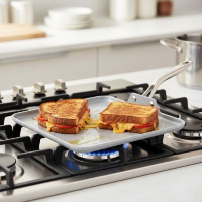 Ceramic Nonstick, PFAS-Free, Heavy-Gauge Aluminum  CeraTerra 11" Griddle Pan