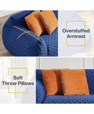 2 Seater Loveseat Sofa, No Assemble Required Couch, Modern 3-Seater Deep Soft Upholstered Comfy Sofa with Armrest Backrest and 2 Pillows for Small Space Bedroom, Royal Blue, Black Friday Deal 2024