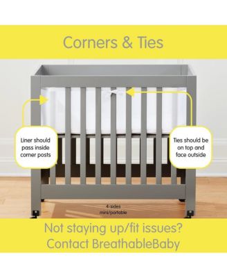 Breathable Mesh Liner for Mini Cribs, Deluxe 4mm Mesh