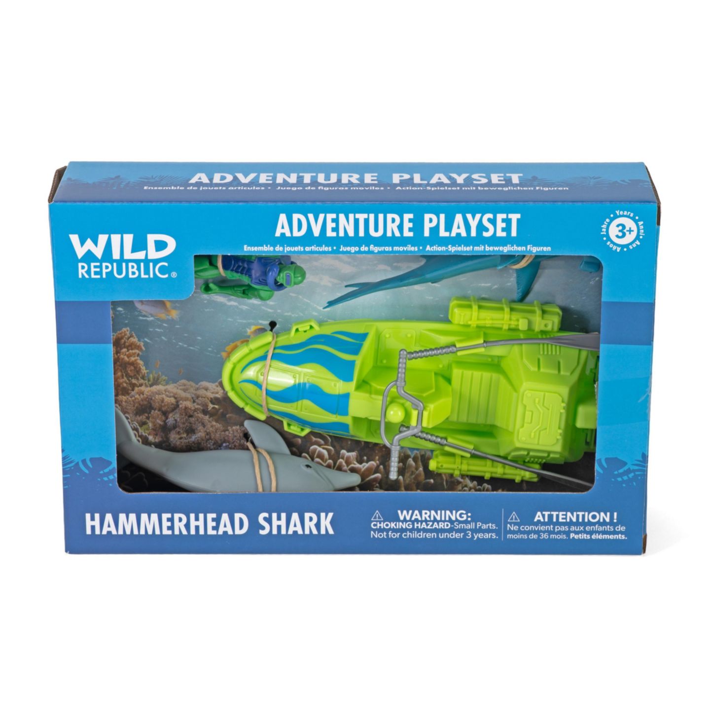 Детские игрушки Wild Republic Dolphin and Hammerhead Shark Lifelike 4-Piece Figurine Set, Ages 3+ — фото 2