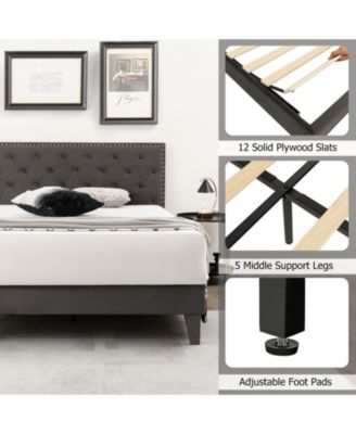 Full Size Upholstered Platform Bed with Tufted Headboard-Full Size