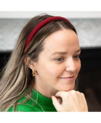 Padded Thin Velvet Headband - Crimson Red