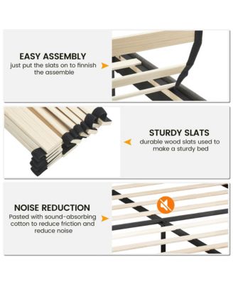 Full Bed Frame with Adjustable Headboard, Platform Bed Frame