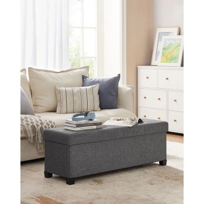 Storage Ottoman Bench with Wooden Feet for Bedroom, Entryway, or Living Room