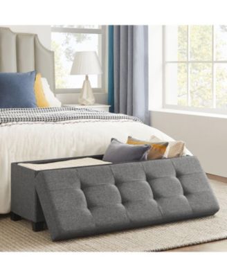 Storage Ottoman Bench with Wooden Feet for Bedroom, Entryway, or Living Room