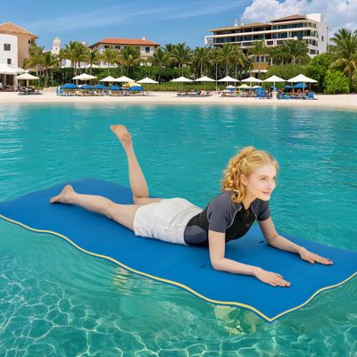 3-Layer Tear-proof Water Mat Floating Pad Island Water Sports Relaxing Blue